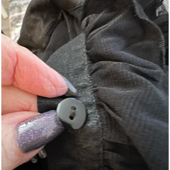 Zebra Sheer Vintage Ruffled Mesh Buttoned Blouse - Picture 11 of 12